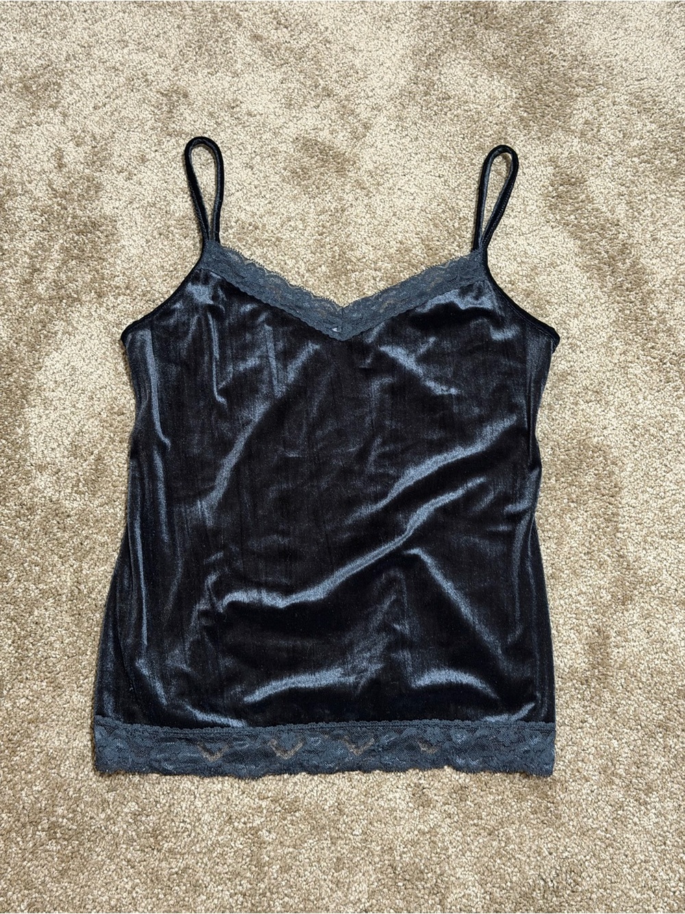 Black Velvet Lace Trim Cami